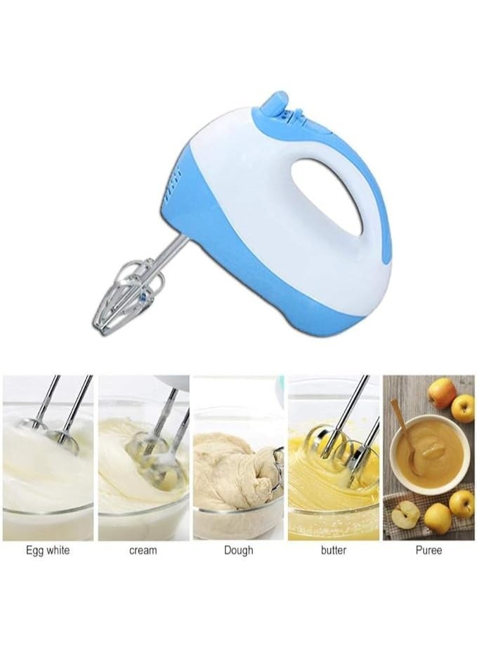 sokany Heavy Duty Mini Small Kitchen Mixing Machine Electric Egg Beater, 2 Beaters and 2 Dough Hooks with Stainless Steel Blades Can Make Mousses, Creamed Mixtures, 450W,Blue - Image 2